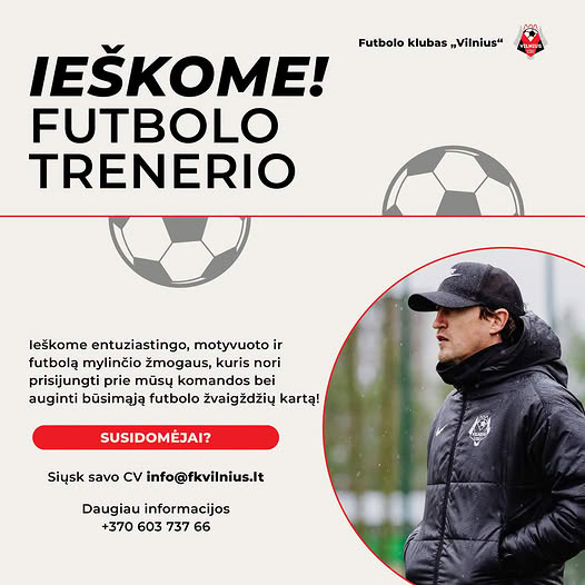 IEŠKOME FUTBOLO TRENERIO (-ĖS)